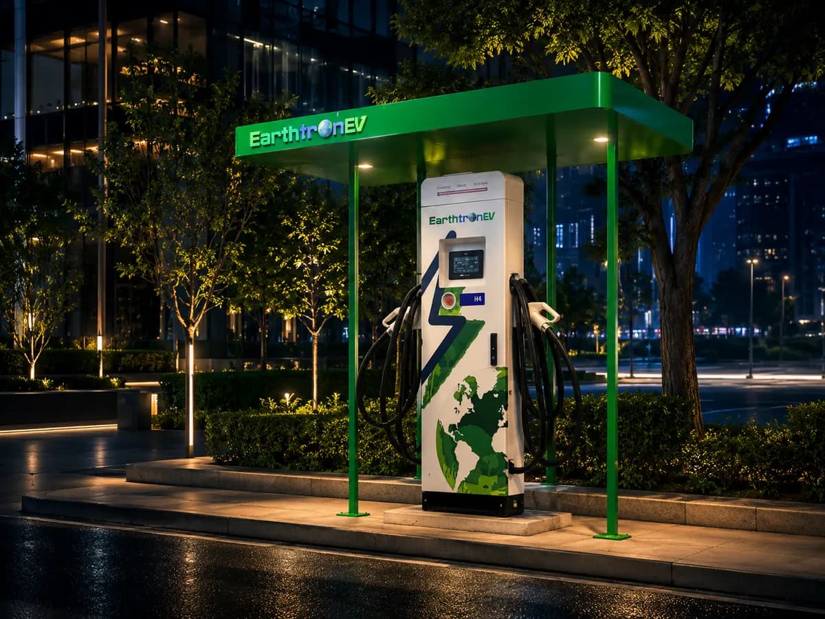 EarthtronEV charging station at night